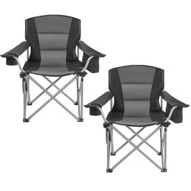 Oversized Camping Chairs, 450 lbs Heavy Duty Support, Portable Folding Camp Chairs with Padded Backrest & Armrests, Cup Holder & Side Pocket