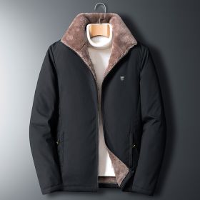 Aulemen Men Winter Jacket Windproof Warm Coat Men's Casual Men Autumn Brand Outwear New Fashion Outdoor Thick Fleece Jacket Man (Color: Black, size: L(52..5-60Kg))