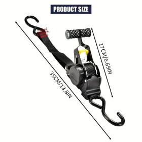 1pc Retractable Ratchet Strap, Self Retractable Tie Down Strap, 10ft Tensile Strength, 1500lbs Tensile Strength (Color: White T-shaped handle)